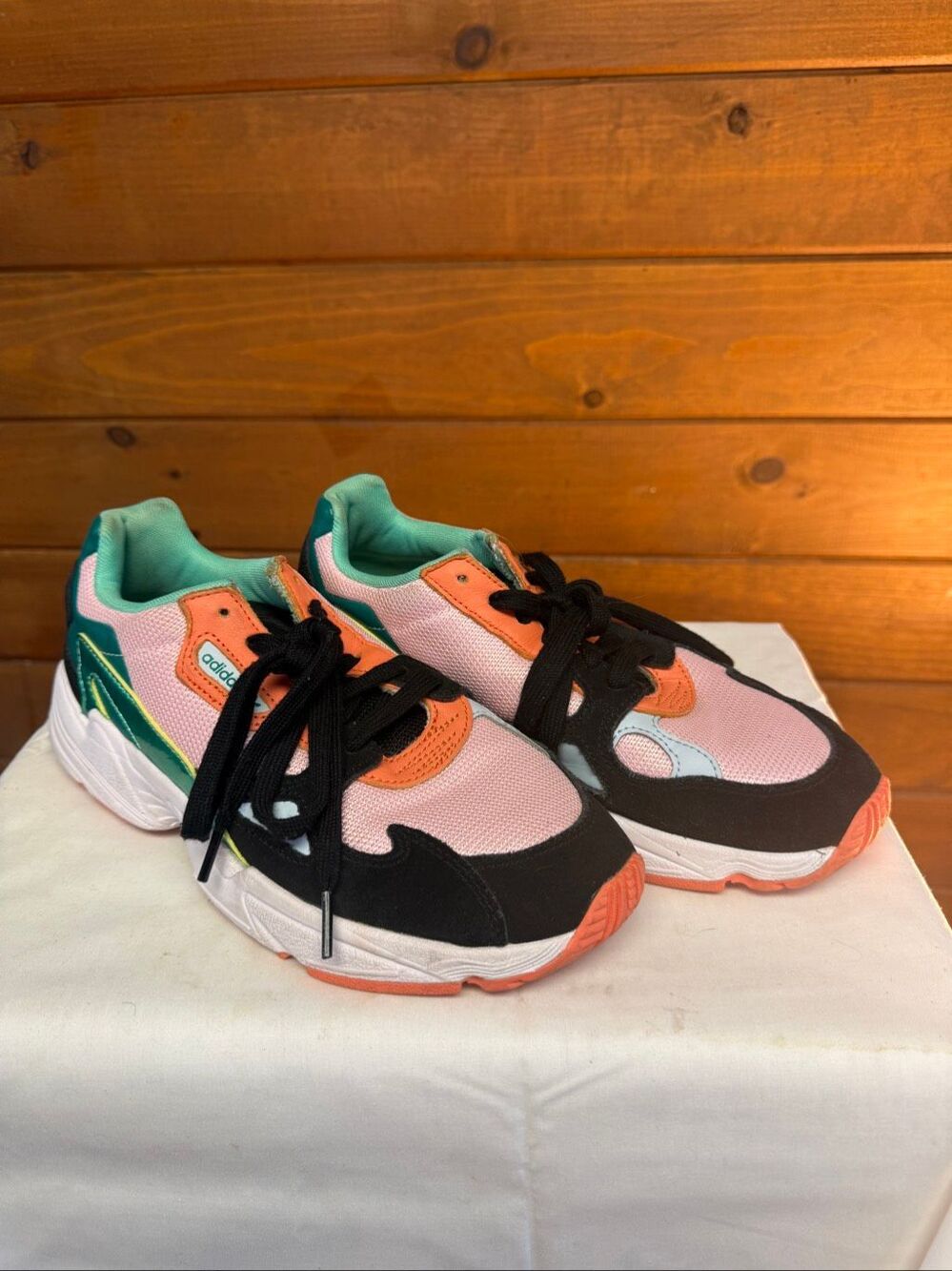 Adidas Wmns Falcon 'Clear Pink Aero Green' (SKU: EF2306) Sz 8.5